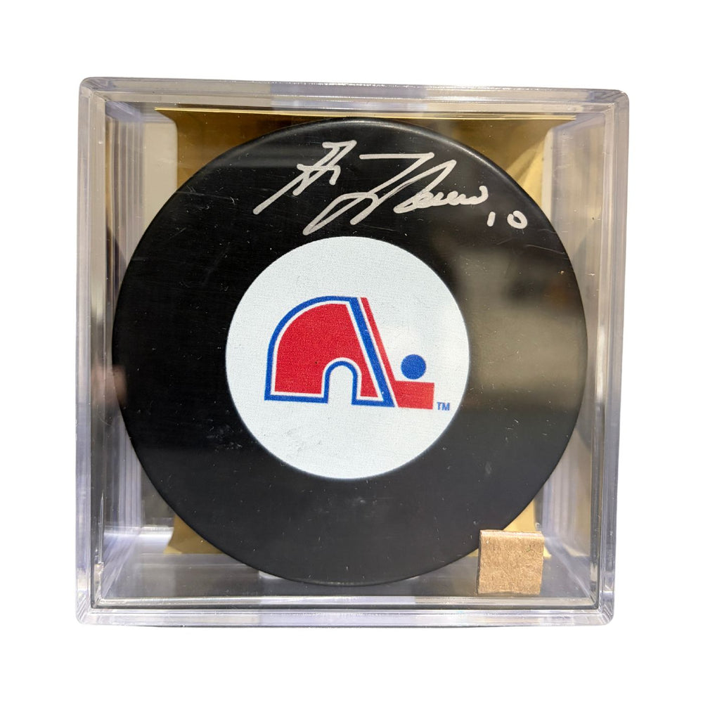 Guy Lafleur Autographed Quebec Nordiques Hockey Puck (Small Logo) - Pastime Sports & Games