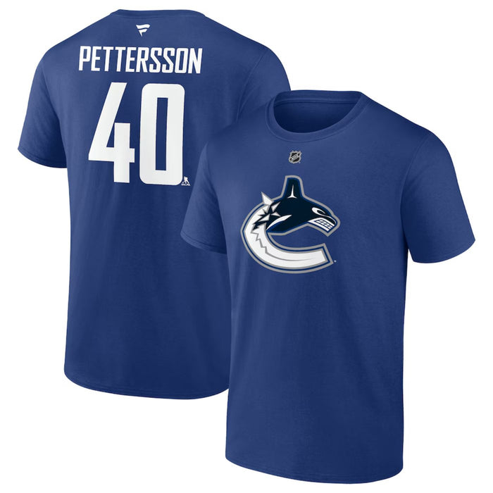 Elias Pettersson Vancouver Canucks Fanatics Authentic Stack Name & Number Blue T-Shirt