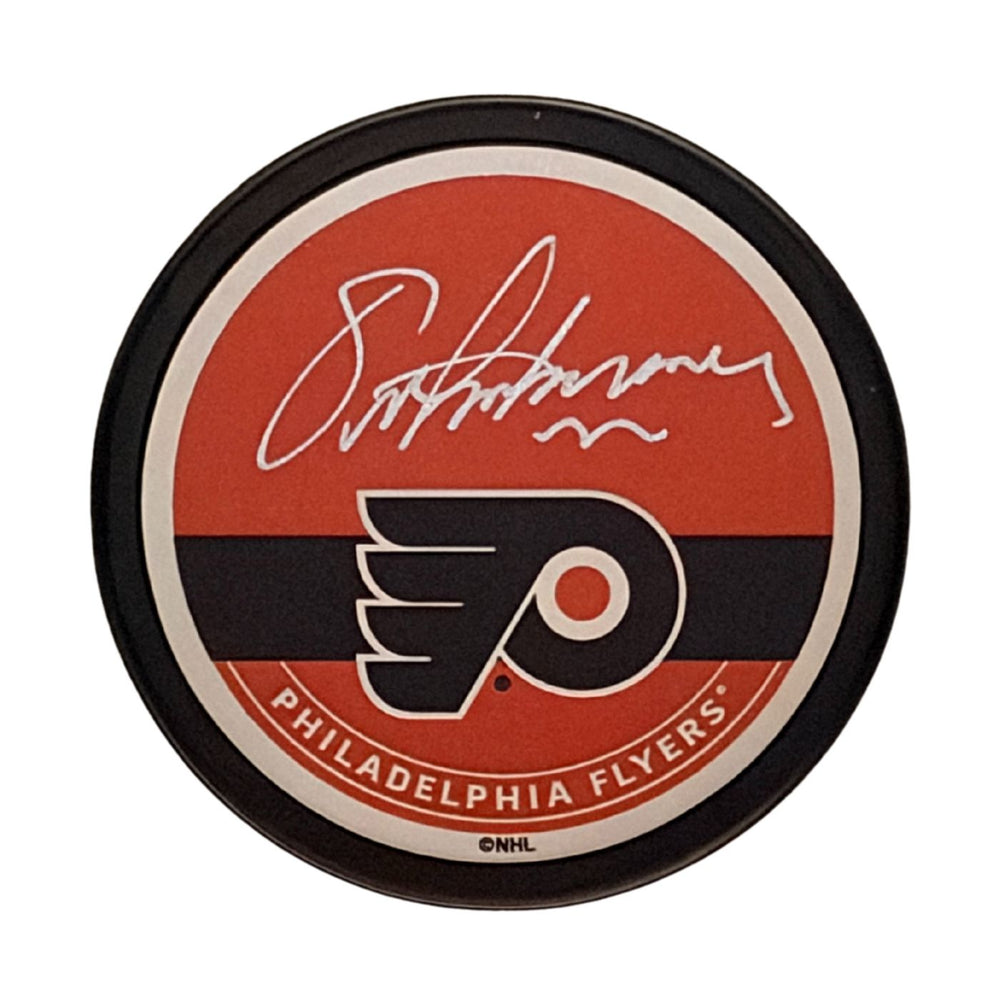 Eric Lindros Autographed Philadelphia Flyers Hockey Puck (Textured Autograph Puck) - Pastime Sports & Games