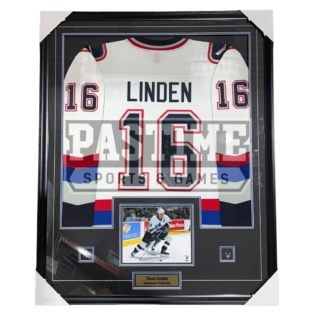 Trevor Linden Vancouver Canucks Autographed White Framed Hockey Jersey