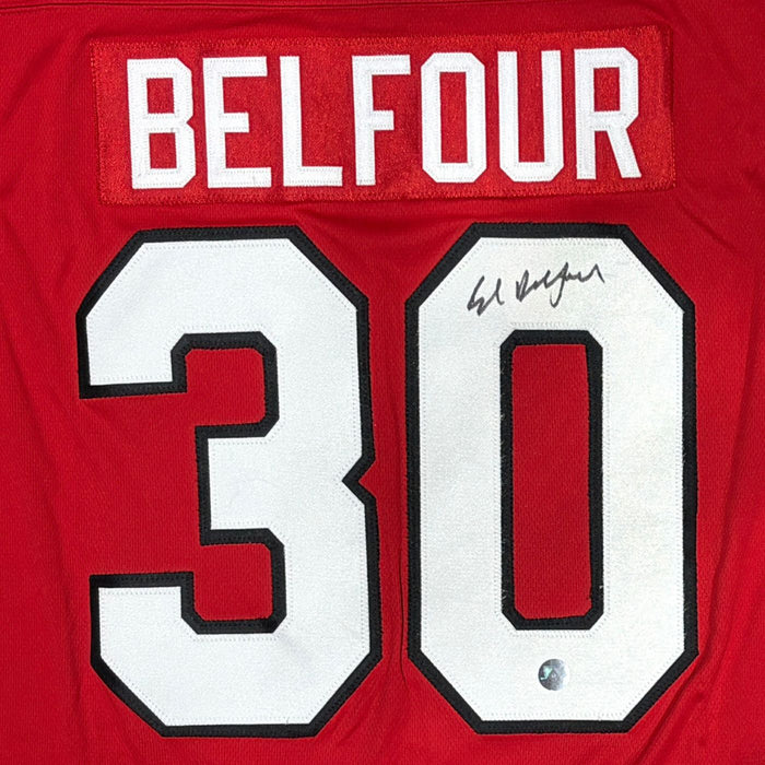 Ed Belfour Autographed Chicago Blackhawks Red Fanatics Hockey Jersey