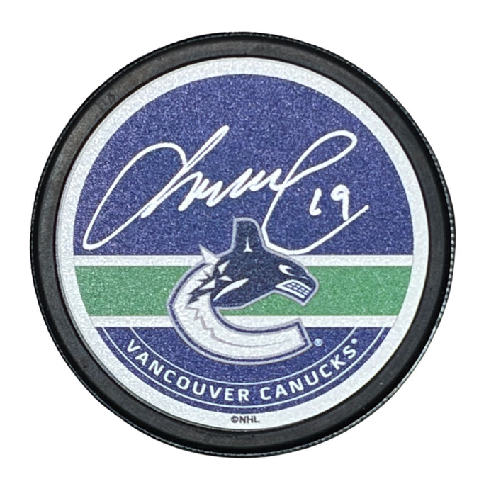 Markus Naslund Autographed Vancouver Canucks Puck (Textured Orca Autograph Puck) - Pastime Sports & Games