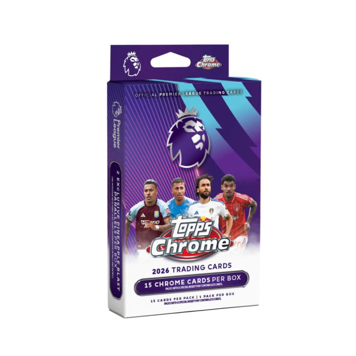 2026 Topps Chrome Premier League Soccer Hanger Box - Pastime Sports & Games