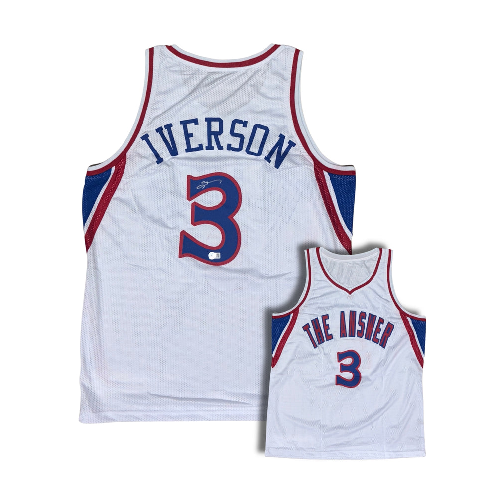 Allen Iverson Autographed "The Answer" Custom White Basketball Jersey