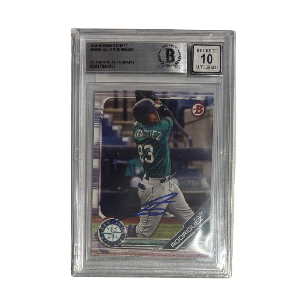 Julio Rodriguez Autographed 2019 Topps Bowman Draft #BD90 Beckett Slabbed/Graded Card
