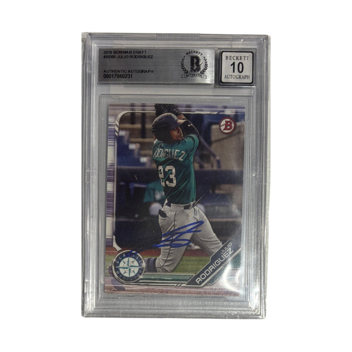 Julio Rodriguez Autographed 2019 Topps Bowman Draft #BD90 Beckett Slabbed/Graded Card
