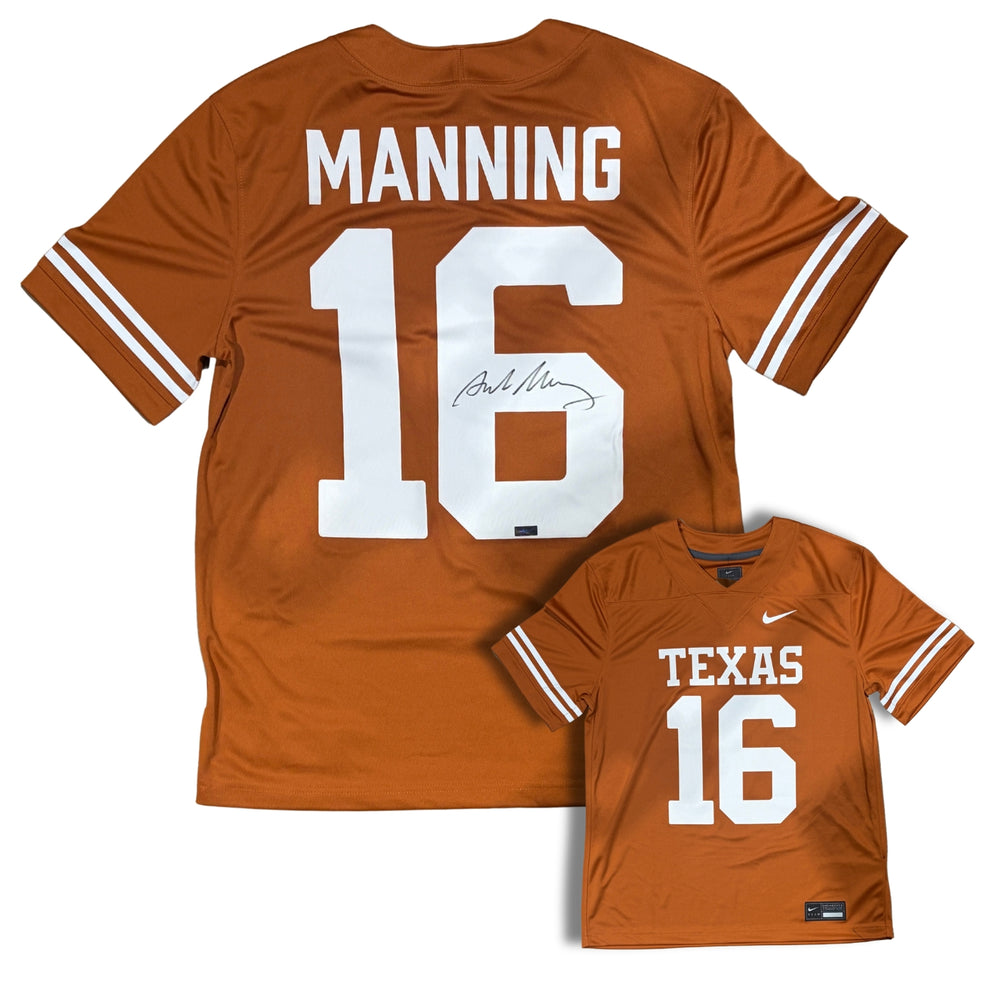 Arch/Archie Manning Autographed University Of Texas Orange Football Home Jersey Panini