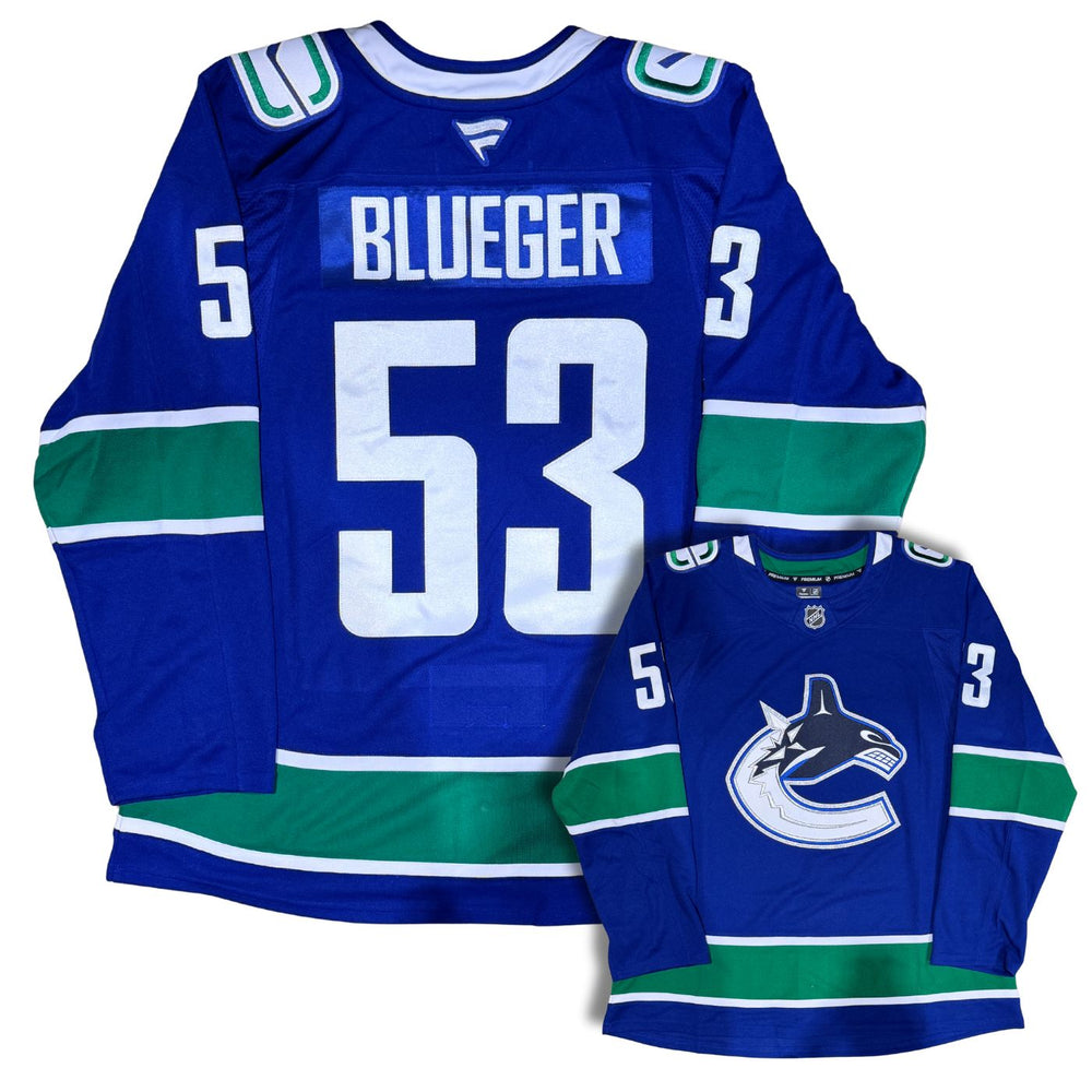 Vancouver Canucks Teddy Blueger Custom Stitched Fanatics Orca Jersey - Pastime Sports & Games