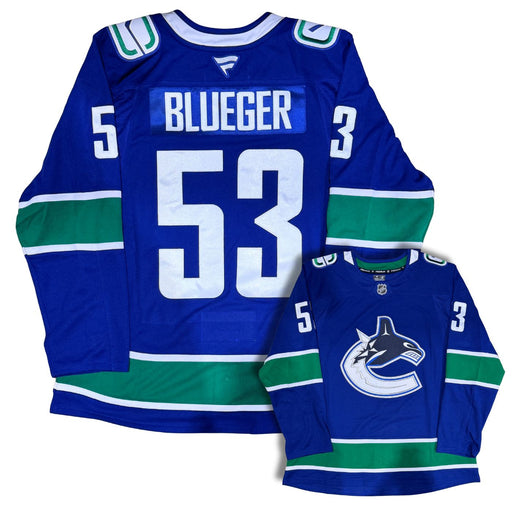 Vancouver Canucks Teddy Blueger Custom Stitched Fanatics Orca Jersey - Pastime Sports & Games