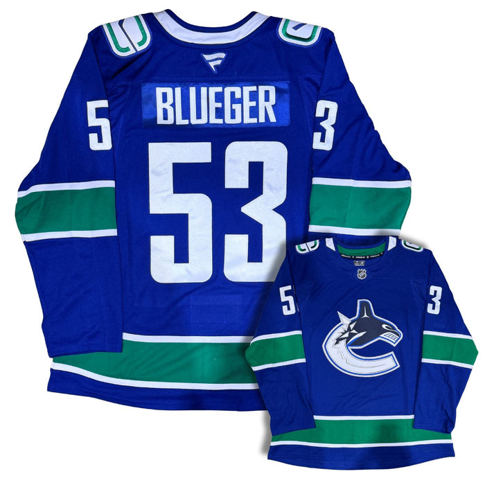Vancouver Canucks Teddy Blueger Custom Stitched Fanatics Orca Jersey - Pastime Sports & Games