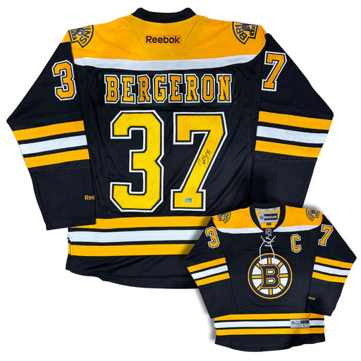 Patrice Bergeron Autographed Boston Bruins Black Reebok Hockey Jersey