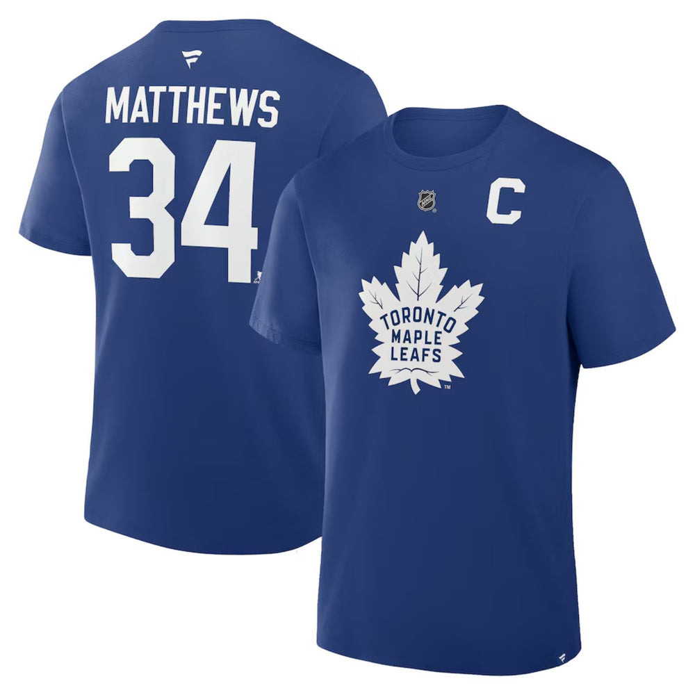 Auston Matthews Toronto Maple Leafs Fanatics Authentic Stack Name & Number Blue T-Shirt