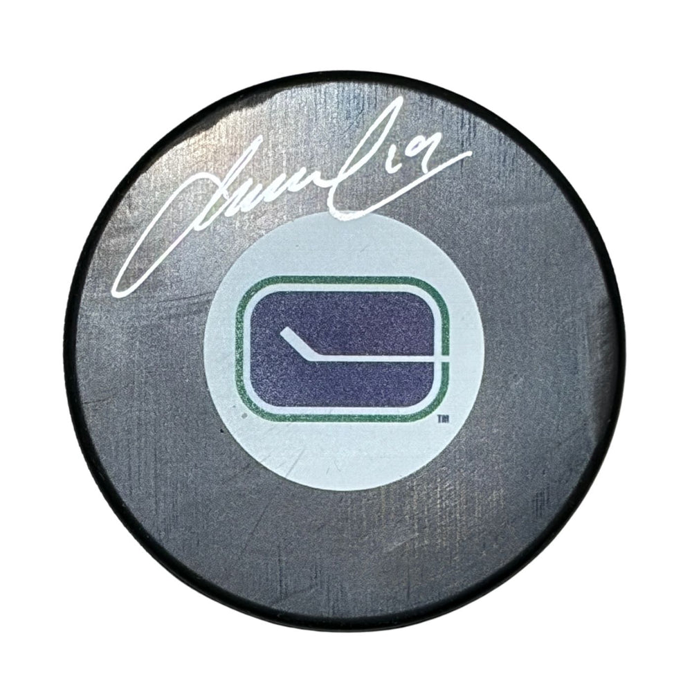 Markus Naslund Autographed Vancouver Canucks Puck (Printed Small Stick Logo) - Pastime Sports & Games