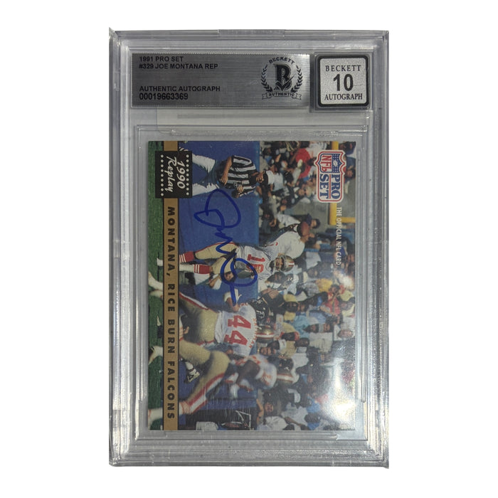 Joe Montana Autographed 1991 Pro Set #329 Beckett Slabbed/Graded Card