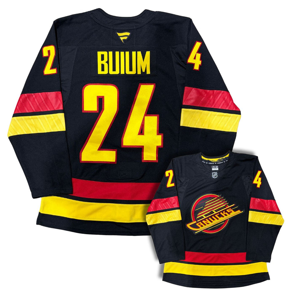 Zeev Buium Vancouver Canucks Black Custom Stitched Fanatics Skate Jersey - Pastime Sports & Games