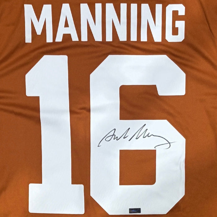 Arch/Archie Manning Autographed University Of Texas Orange Football Home Jersey Panini