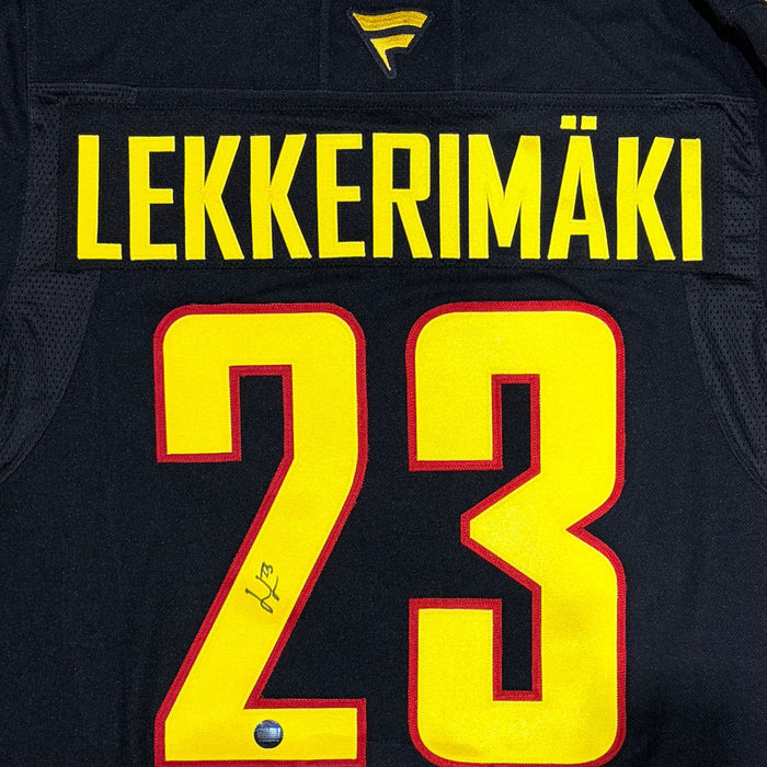 Jonathan Lekkerimaki Autographed Vancouver Canucks Skate Fanatics Premium Hockey Jersey