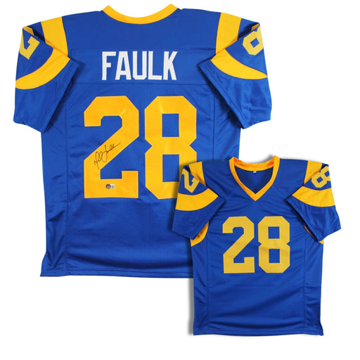Marshall Faulk Autographed Custom Blue Football Jersey