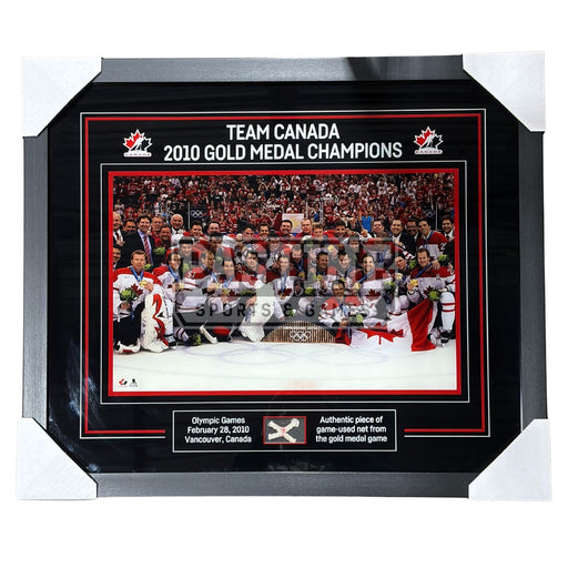 Team Canada 2010 Gold Medal Champions Framed Photo (With Game Used Net) - Pastime Sports & Games