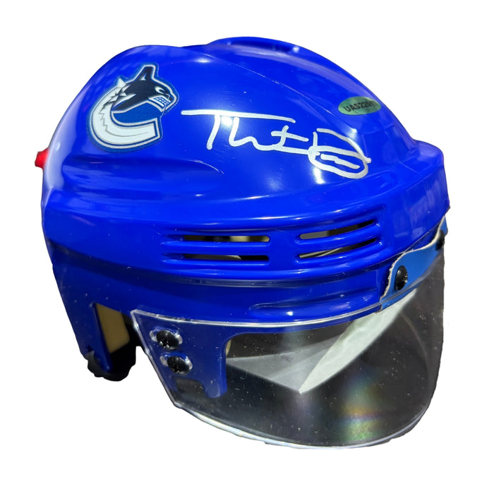 Thatcher Demko Autographed Vancouver Canucks Blue Mini Helmet - Pastime Sports & Games