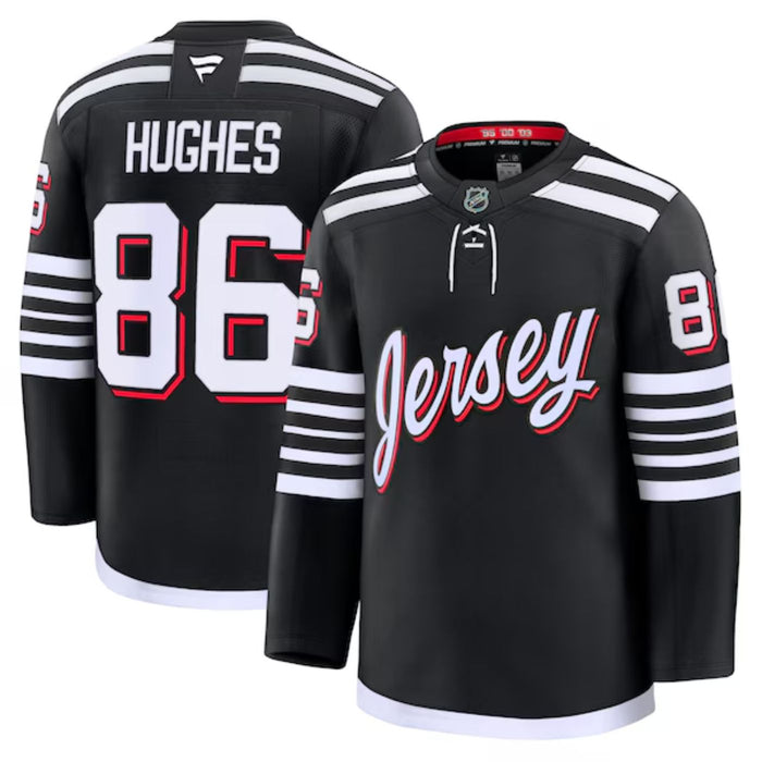 Jack Hughes New Jersey Devils 2024 Black Alternate Premium Hockey Jersey