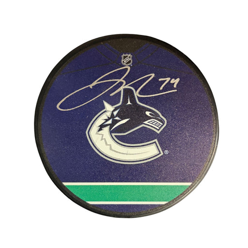 Jake Debrusk Autographed Vancouver Canucks Orca Hockey Puck (Jersey Puck) - Pastime Sports & Games