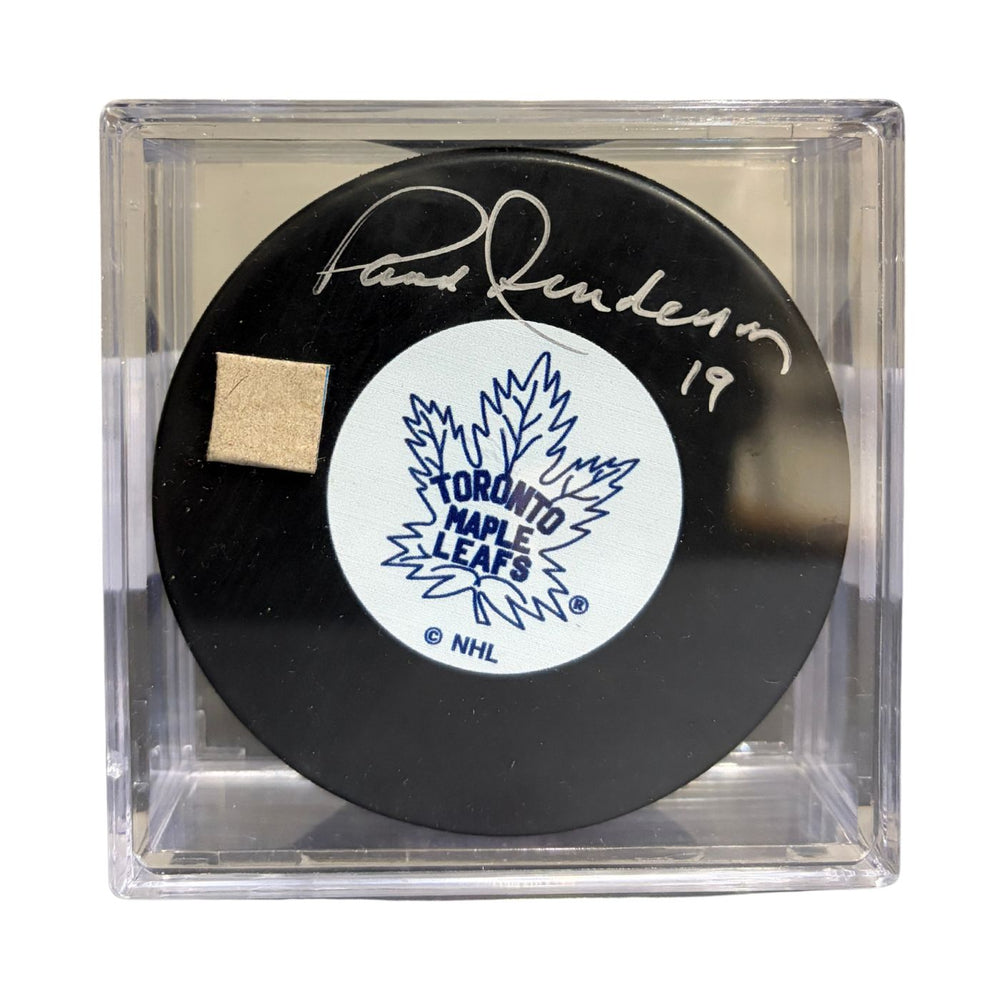 Paul Henderson Autographed Toronto Maple Leafs Hockey Puck (Small Line Logo) - Pastime Sports & Games