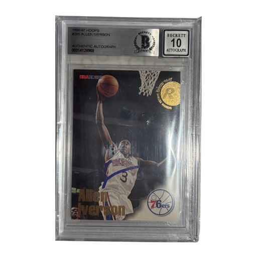Allen Iverson Autographed 1996/97 Hoops #295 Beckett Slabbed/Graded Rookie Card