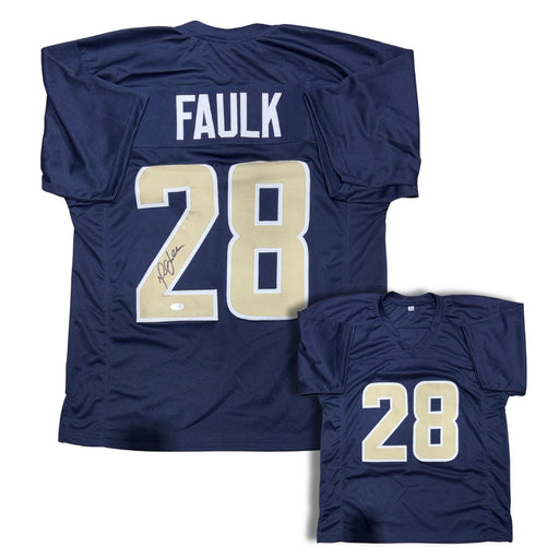 Marshall Faulk Autographed Custom Navy Football Jersey