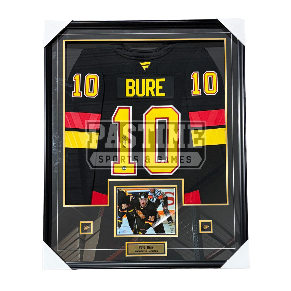 Pavel Bure Autographed Vancouver Canucks Framed Black Fanatics Jersey