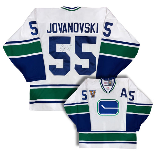 Ed Jovanovski Autographed Vancouver Canucks Stick Vintage CCM Hockey Jersey - Pastime Sports & Games