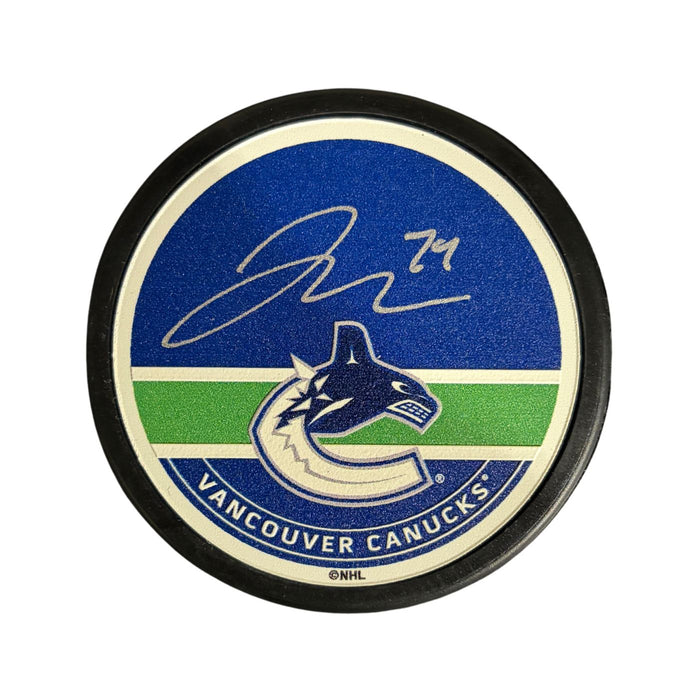 Jake Debrusk Autographed Vancouver Canucks Orca Hockey Textured Autograph Puck - Pastime Sports & Games