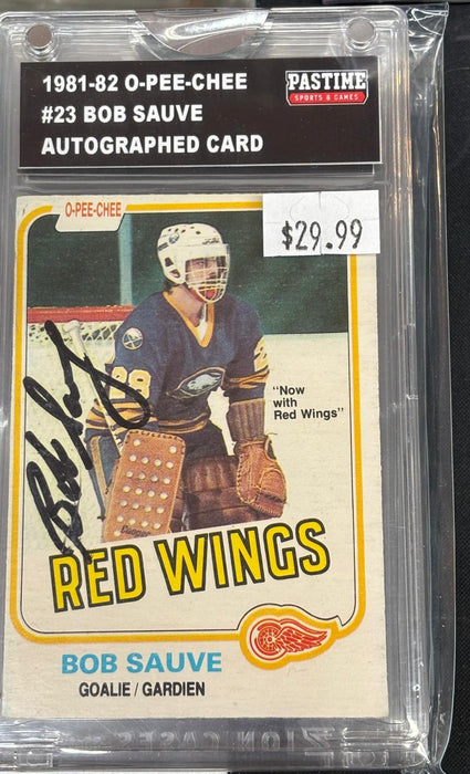 1981-82 O-Pee-Chee #23 Bob Sauve Autographed Card Encased in Magpro - Pastime Sports & Games