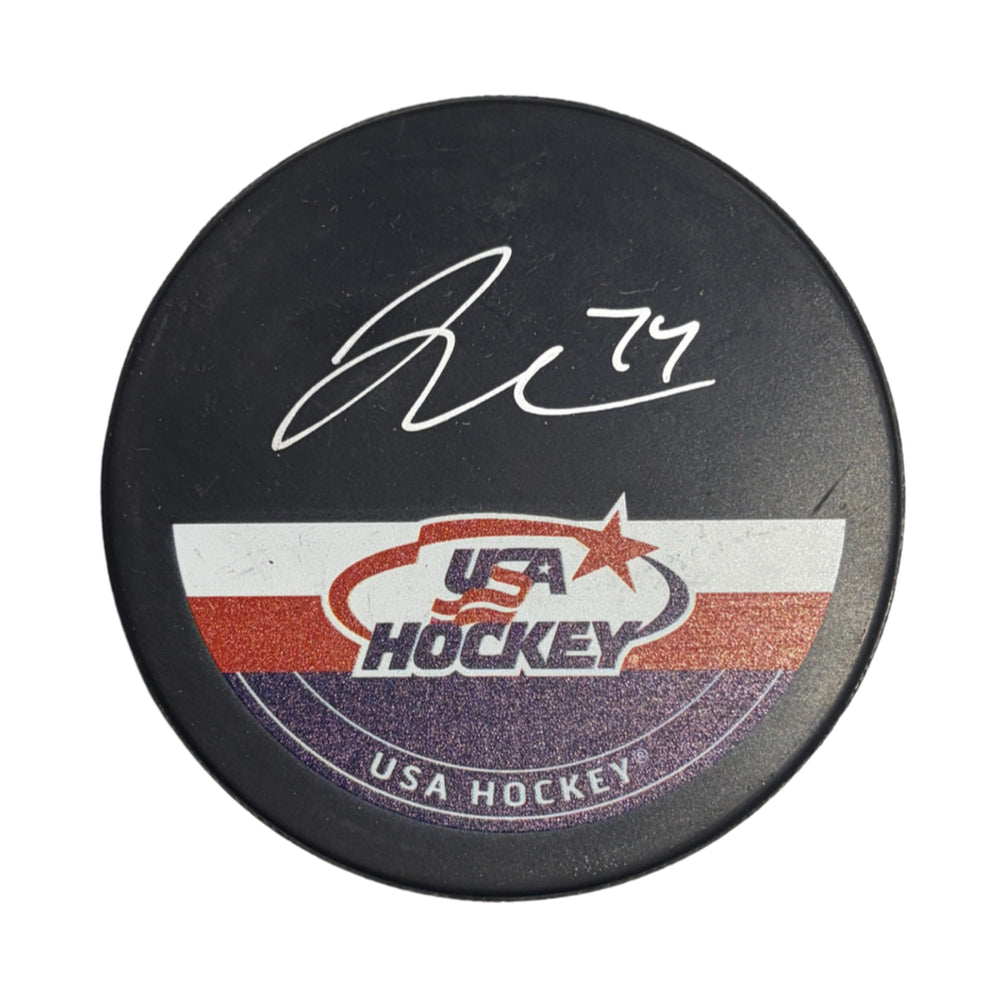 Jake Debrusk Autographed USA Hockey Puck