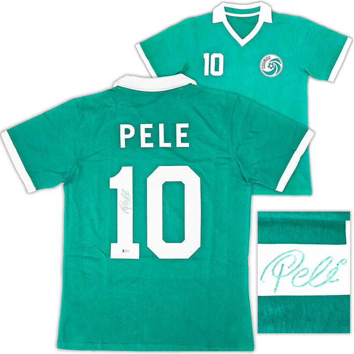 Pele Autographed New York Cosmos Green Soccer Jersey
