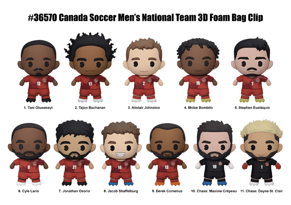 2026 World Cup Team Canada Figural Foam Bag Clip Mystery Pack - Pastime Sports & Games