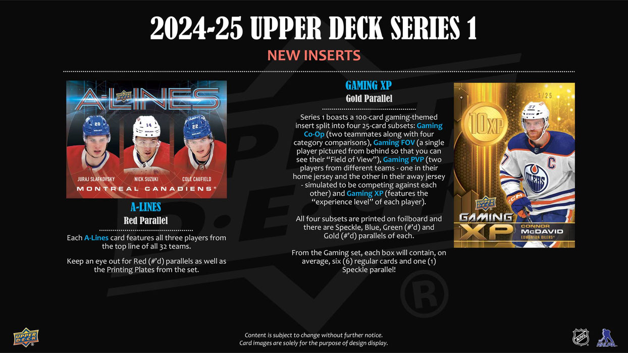 2024/25 Upper Deck Series One NHL Hockey Hobby Box / Case PRE ORDER - Pastime Sports & Games