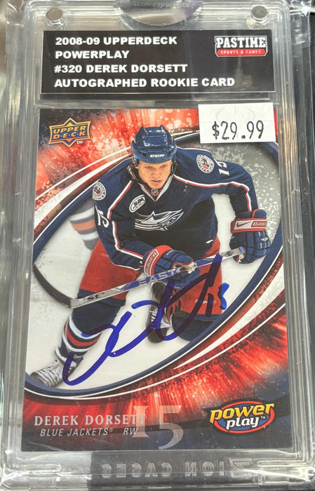 2008-09 Upper Deck Power Play #320 Derek Dorsett Autographed Rookie Card Encased in Magpro - Pastime Sports & Games
