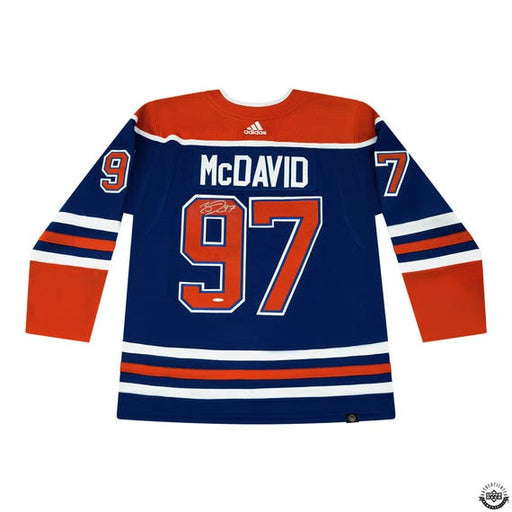 Connor McDavid Autographed Edmonton Oilers Adidas Blue Jersey UDA - Pastime Sports & Games