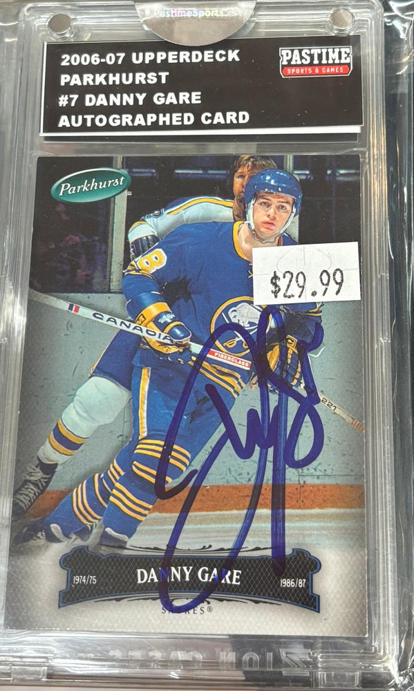 2006-07 Upper Deck Parkhurst #7 Autographed Danny Gare Card Encased in Magpro - Pastime Sports & Games