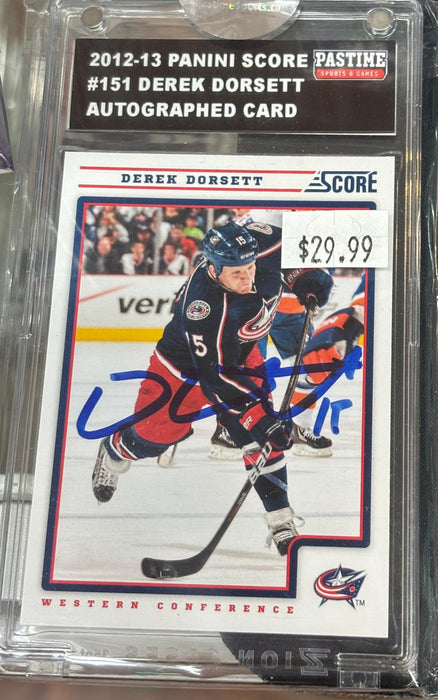 2012-13 Panini Score #151 Derek Dorsett Autographed Rookie Card Encased in Magpro - Pastime Sports & Games