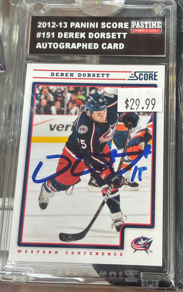 2012-13 Panini Score #151 Derek Dorsett Autographed Rookie Card Encased in Magpro - Pastime Sports & Games