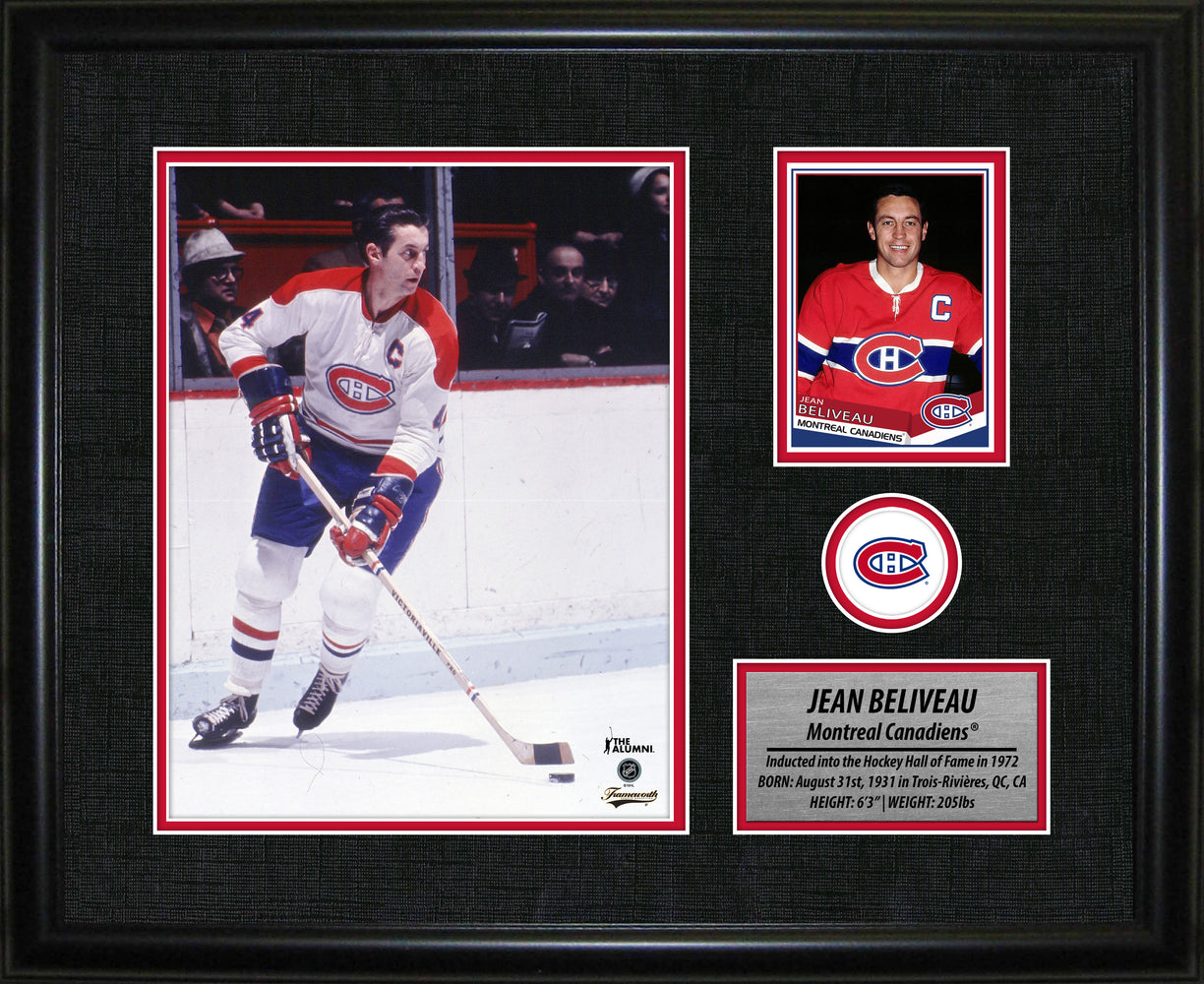 Jean Beliveau 12.5X15 Montreal Canadiens Framed Photo card