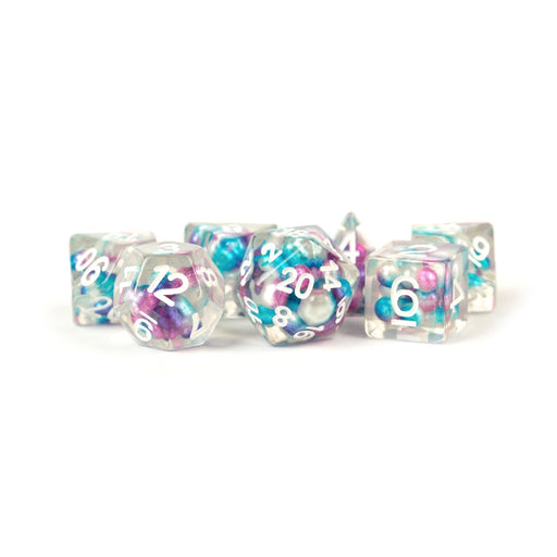 MDG 7-Piece Dice Set Pearl Gradient Purple/Teal/White - Pastime Sports & Games