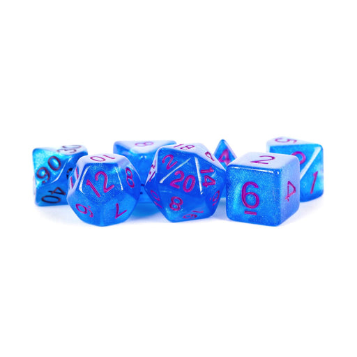 MDG 7-Piece Dice Set Stardust Blue With Purple - Pastime Sports & Games