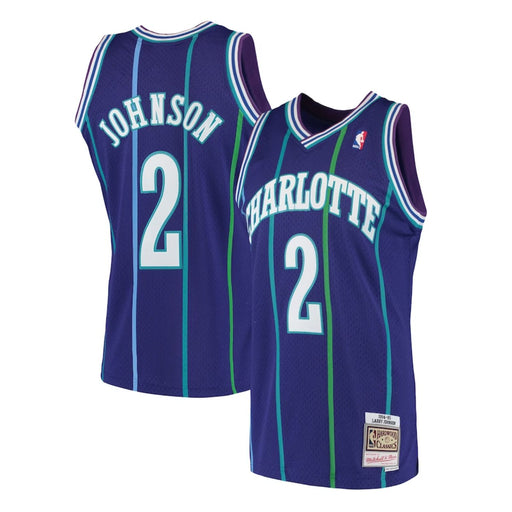 Charlotte Hornets Larry Johnson 1994-95 Mitchell & Ness Purple Basketball Jersey - Pastime Sports & Games