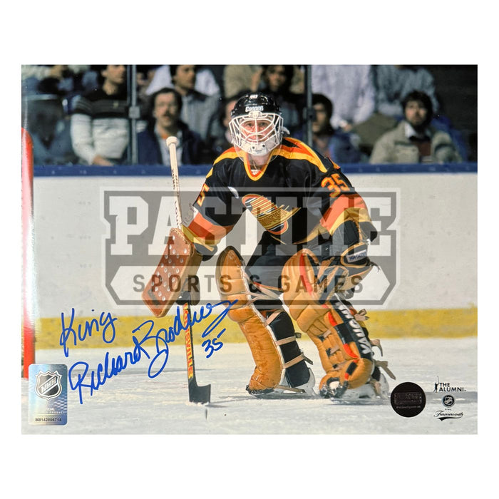 Richard Brodeur Autographed Vancouver Canucks 8x10 Photo (Away From Net) - Pastime Sports & Games