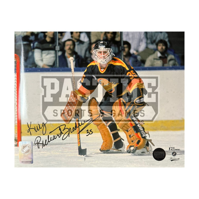 Richard Brodeur Autographed Vancouver Canucks 8x10 Photo (Away From Net) - Pastime Sports & Games