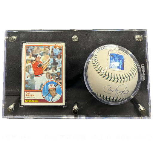 Cal Ripken Autographed Retirement Baseball And Rookie Year Card Display - Pastime Sports & Games