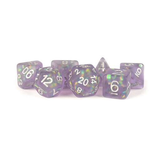 MDG 7-Piece Dice Set Icy Opal Purple - Pastime Sports & Games